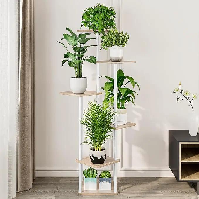 AZERPIAN Plant Stand 6 Tier Indoor Metal Flower Shelf for Multiple Plants Corner Tall Flower Holders for Patio Garden Living Room Balcony Bedroom, White by GreenHaven Gardens