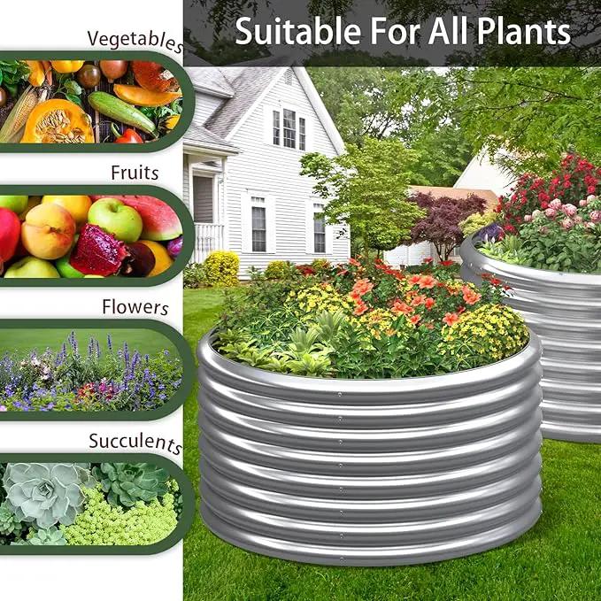 3 Pack 3×3×2ft Galvanized Raised Garden Bed Outdoor, Metal Garden Bed for Vegetables, Above Ground Garden Box for Flower, Steel Raised Beds for Gardening by GreenHaven Gardens