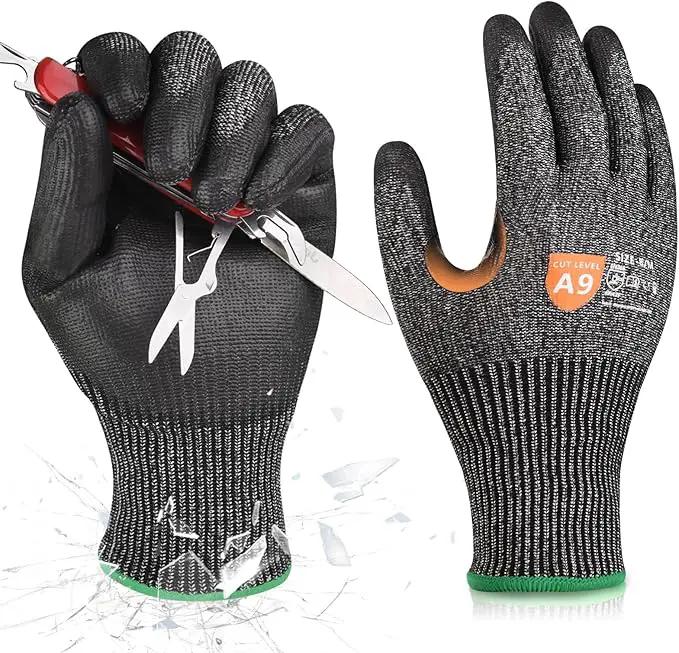Donfri A9 Cut Resistant Work Gloves for Men - Steel + HPPE Hybrid Safety Gloves for Men, ANSI Cut Level 9 Protection Flexible for Metal Glass Wood Construction Fishing by GreenHaven Gardens
