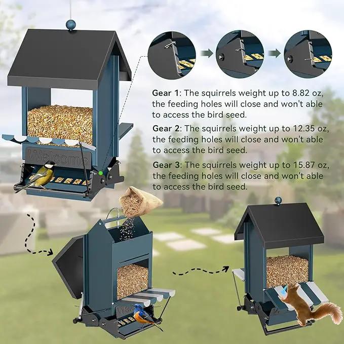 Weight Activated Squirrel Proof Bird Feeder with Canopy | 5LB Large Capacity, Weather-Resistant Design | Attracts Finches, Cardinals & More for Outdoor Bird Watching by GreenHaven Gardens