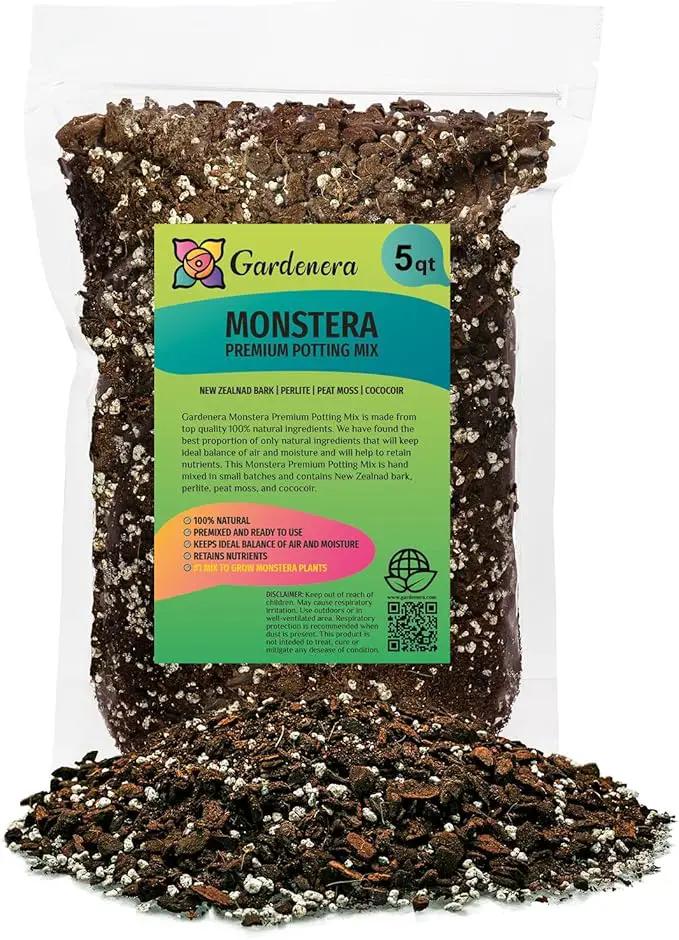 Premium Monstera Potting Soil - Quick Drain Potting Soil for Growing and Repotting Monstera Deliciosa/Swiss Cheese Plant - 5 Quart Bag by GreenHaven Gardens