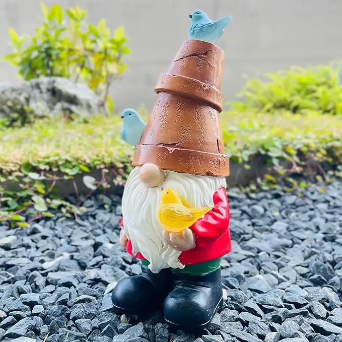 Solar Garden Figurine, Cute Resin Gnome Sculpture, Garden Statues Outdoor Decor, Funny Gnome Gift Sculpture Decoration for Home Patio Yard Lawn Porch Ornament by GreenHaven Gardens