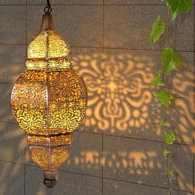 Hanging Solar Lights, Outdoor Decor Solar Lantern, Waterproof Metal Moroccan Lantern for Outside Patio Pathway Yard Front Porch Backyard Garden Decorative by GreenHaven Gardens