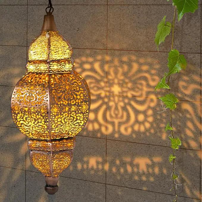 2 Pack Hanging Solar Lights, Outdoor Decor Solar Lantern, Waterproof Metal Moroccan Lantern for Outside Patio Pathway Yard Front Porch Backyard Garden Decorative by GreenHaven Gardens