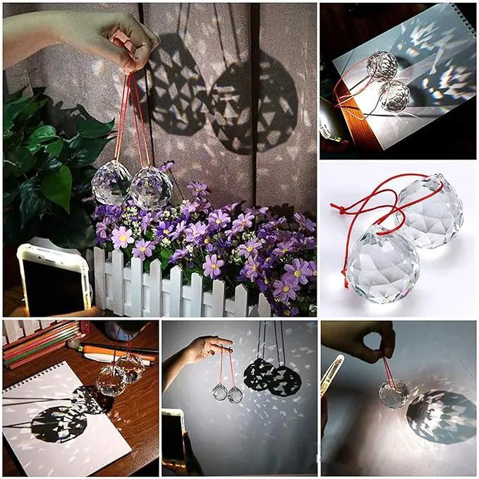 MerryNine 6 Pcs Clear Crystal Ball Prism Sun Shine Catcher Rainbow Pendants Maker, Hanging Crystals Prisms for Windows, for Feng Shui (30mm/40mm/50mm 6Pack) by GreenHaven Gardens