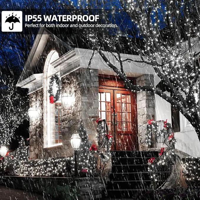 1000 LED 328ft 8 Modes with Timer Christmas String Lights IP55 Outdoor Waterproof UL Certificated Indoor Fairy Lights Garden Patio Wedding Christma Trees Parties Decoration White Light by GreenHaven Gardens