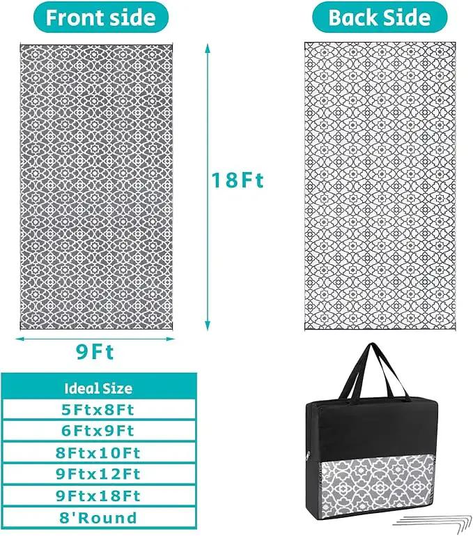 HEBE Outdoor Rug Waterproof 9x18, Plastic Straw Rug Camping Rug, Reversible Outdoor Patio Rugs RV Mat Clearance, Indoor Outside Floor Carpet for Porch,Deck,Camper,Balcony,Backyard by GreenHaven Gardens