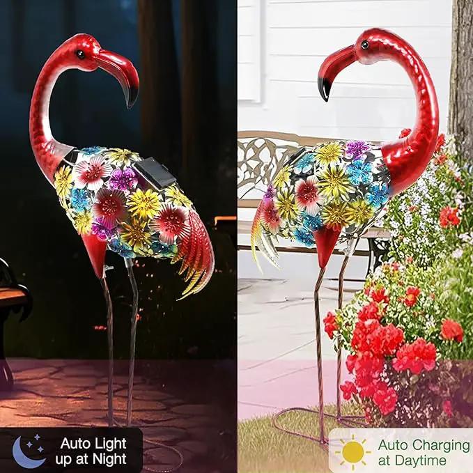 Solar Outdoor Garden Lights,25.3 Inch Height Metal Flamingo Sculptures Garden Statues,Mothers Day Ideal Gifts, Waterproof Path Lights Lawn Stake Ornaments for Patio Pathway Lawn Porch Yard Decoration by GreenHaven Gardens