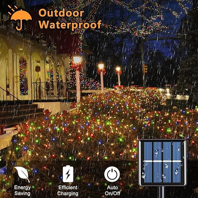 4-Pack Solar Christmas String Lights Outdoor Multicolor - 100LED 33FT String Lights Solar Powered with 8 Modes, Waterproof Patio Lights, Solar Lights for Outside Tree Balcony Gazebo Party by GreenHaven Gardens