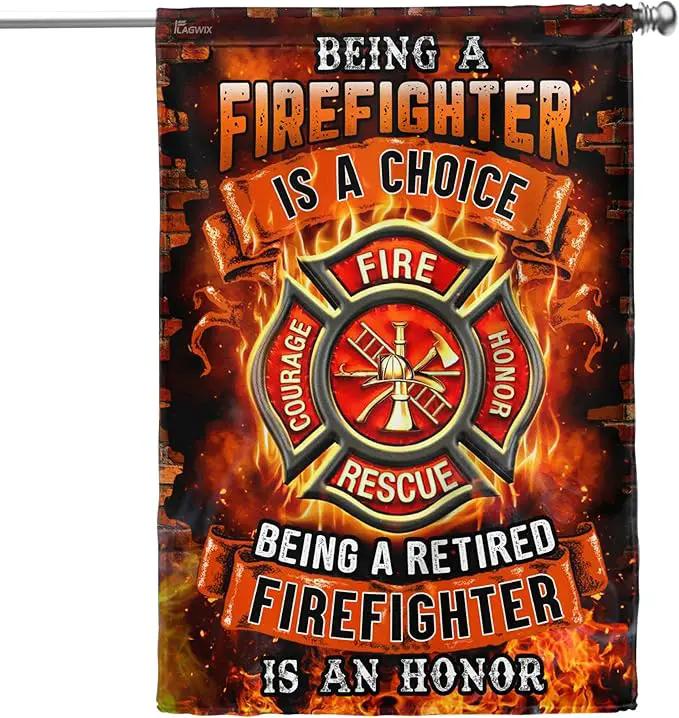 FLAGWIX Firefighter Flag Decorations - Independence Day, 4th of July Decorations Outdoor Flags, House Flag 30x40 - USA House Garden Flags Premium Polyester, Decorative Indoors Outdoor Flags by GreenHaven Gardens