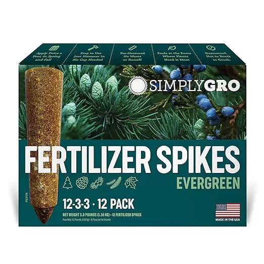 Fertilizer Spikes for Evergreen Trees & Shrubs (12 Spikes - 3.0 Lbs) by GreenHaven Gardens