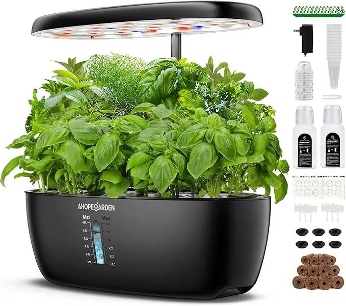 Ahopegarden Indoor Garden Hydroponics Growing System: 12 Pods Plant Germination Kit Garden Kit Growth Lamp Countertop with LED Grow Light Hydrophonic Planter Grower Harvest Vegetable Lettuce by GreenHaven Gardens