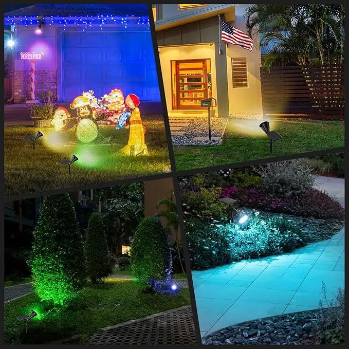 Solar Spotlights Outdoor Color Changing, 180°Adjustable Flag Pole Lights, IP67 Garden Lights Solar Powered Waterproof, Wall Lights for Garden Pool Area Pond, Landscape Solar Light for Yard by GreenHaven Gardens