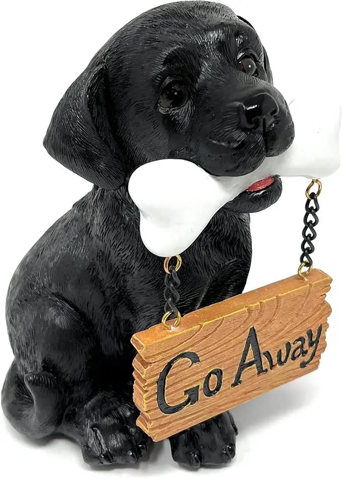 Nature's Mark Black Labrador Retriever Dog Puppy Statue with Welcome Sign Resin Garden Statue Decor 6.7" H by GreenHaven Gardens