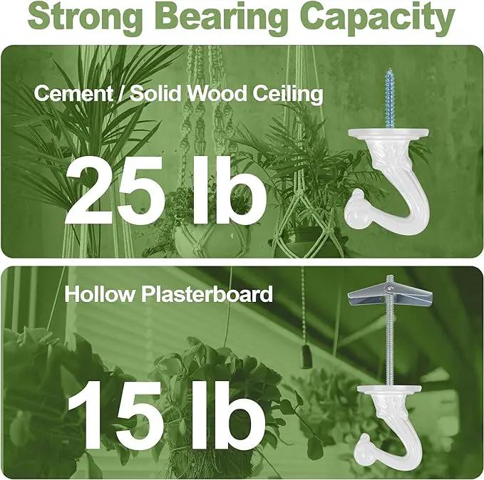 Ceiling Swag Hook Sets - Heavy Duty Hooks with Mounting Hardware for Hanging Plant, Ceiling or Extender Chains - Easy Install with Screws/Brackets (10 pcs - White) by GreenHaven Gardens
