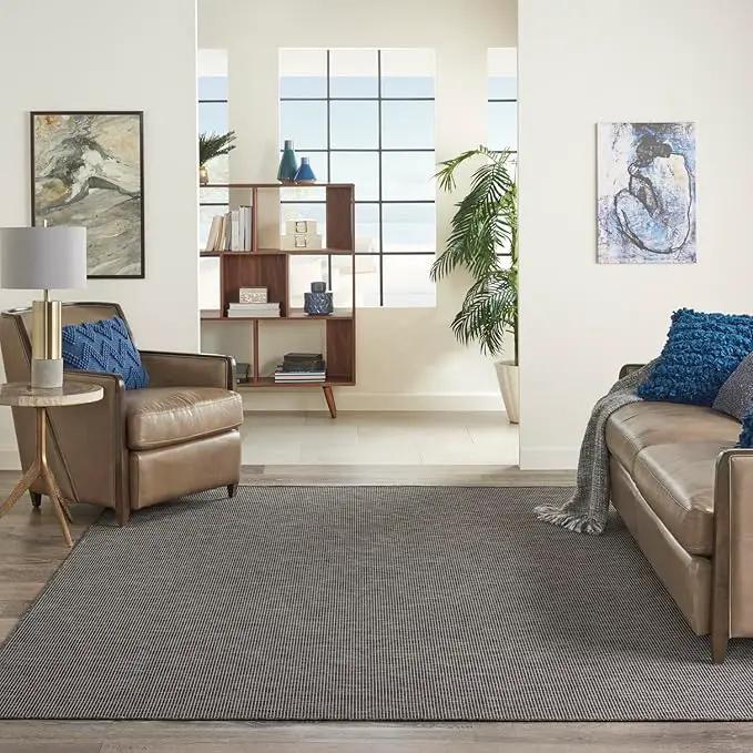 Nourison Positano Indoor-Outdoor Charcoal 6' x 9' Area Rug, Easy Cleaning, Non Shedding, Bed Room, Living Room, Dining Room, Backyard, Deck, Patio (6x9) by GreenHaven Gardens