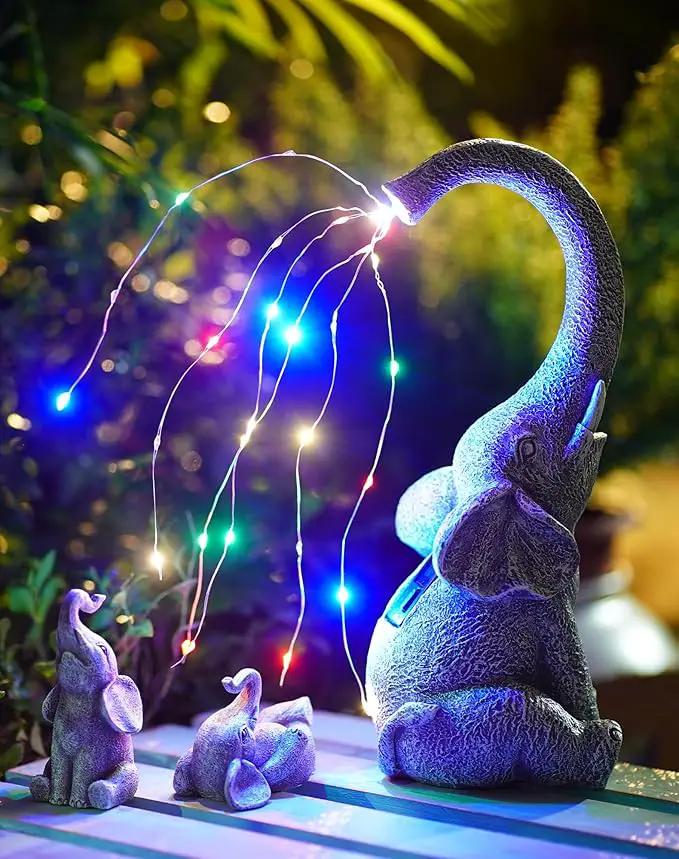 Goodeco Garden Elephant Statue Outdoor - Elephant Gifts with Solar Watering Lights, Siting Elephant Figurine Perfect for Yard, Patio, and Pathway Decor - Ideal Gardening Gifts by GreenHaven Gardens