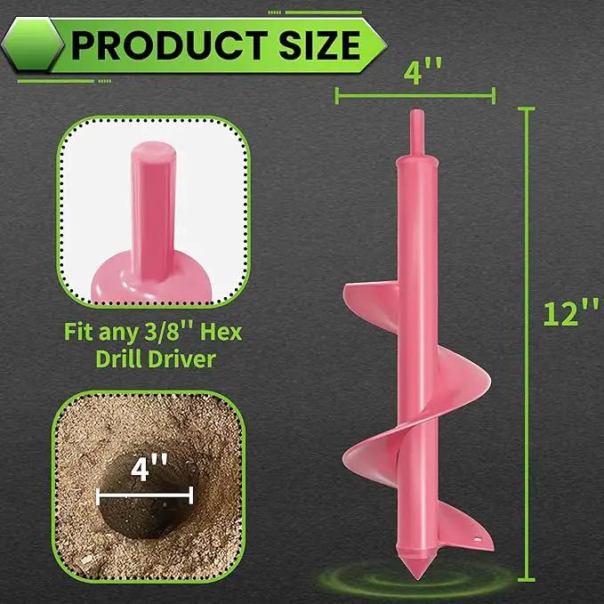 SYITCUN Auger Drill Bit for Planting - 4"X12" Heavy-Duty Garden Auger Spiral Drill Bit - Bulb Planter Tool & Auger Post Hole Digger - 3/8" Hex Drive Drill by GreenHaven Gardens