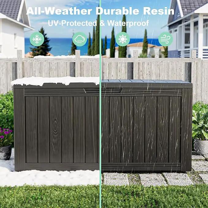 75 Gallon Outdoor Storage Box – Waterproof Deck Box for Patio & Garden,Black by GreenHaven Gardens