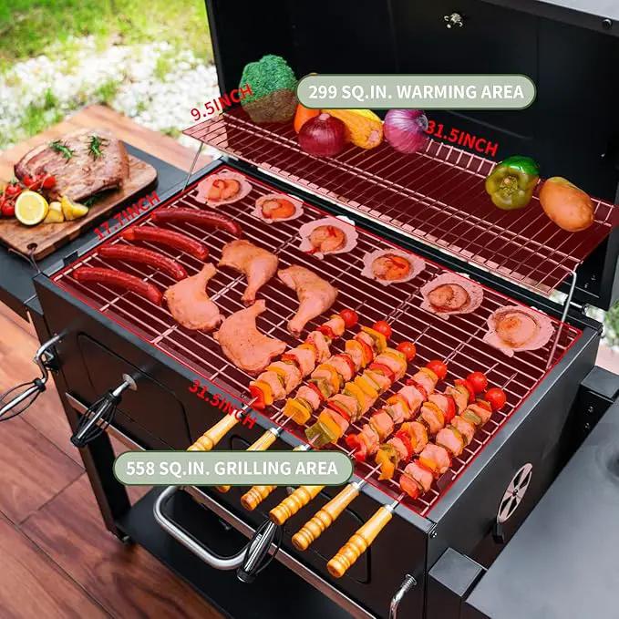Kenadne Charcoal Grill Outdoor BBQ Grill, Extra Large Cooking Area 794 Square Inches with Two Individual & Adjustable Charcoal Tray, Foldable Side Tables for Outdoor Cooking grill Backyard by GreenHaven Gardens