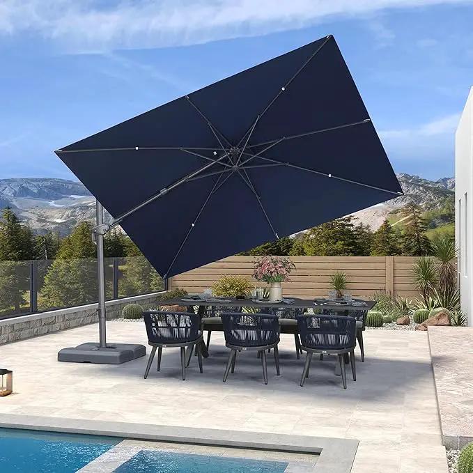 PURPLE LEAF 11.5' X 8' Left-right Tilting Outdoor Patio Umbrella Swivel Offset Cantilever Heavy Duty Rectangle Aluminum Umbrella with UV Resistant for Deck Pool Patio Backyard, Ocean Slate by GreenHaven Gardens