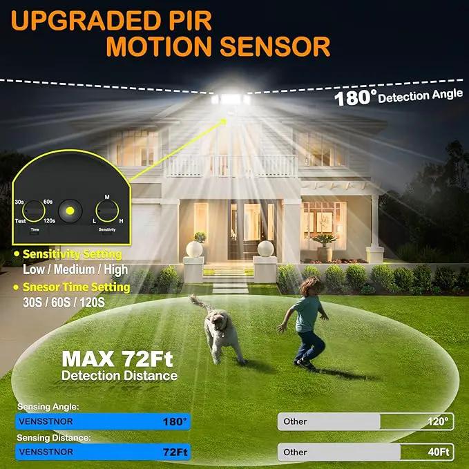 Solar Motion Sensor Flood Lights Outdoor - 4000LM 4 Lighting Modes, 72FT Sensing Distance, Split 3000mAh Solar Panel, IP65 Waterproof Security Lights with Remote for Porch Yard Patio Garage by GreenHaven Gardens
