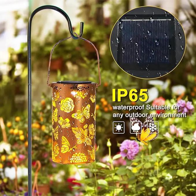 2 Pack Butterfly Solar Gardening Gifts Lanterns Decorative Outdoor, Flower Pattern Solar Hanging Lights Waterproof, Garden Decor Gifts for Women Mom Grandma, Yard Gifts for Patio, Pathway by GreenHaven Gardens