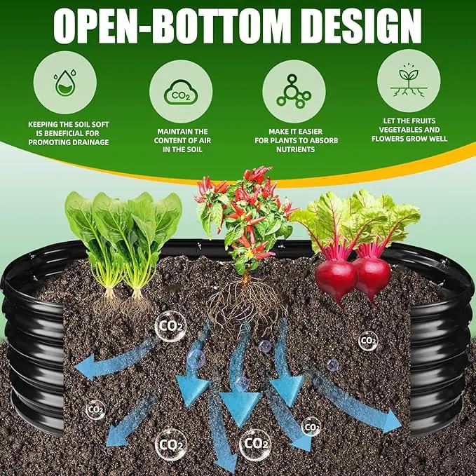 17" Tall Elevated Oval Metal Raised Garden Bed - 5ft x 2ft in Size and 0.8MM Thick Durable Planter Bed/Box for Vegetables Flowers Succulent at Patio/Garden Outdoor (Black, 5X2X1.4 FT) by GreenHaven Gardens