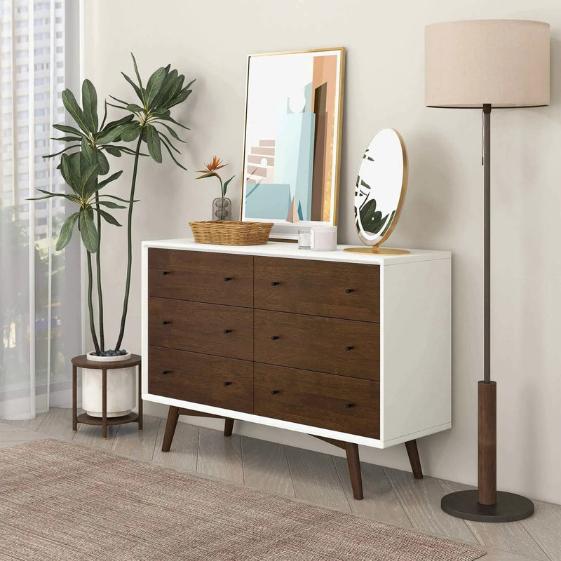 Dresser 6 Drawer - Dark Brown / White by HouseOfZazla
