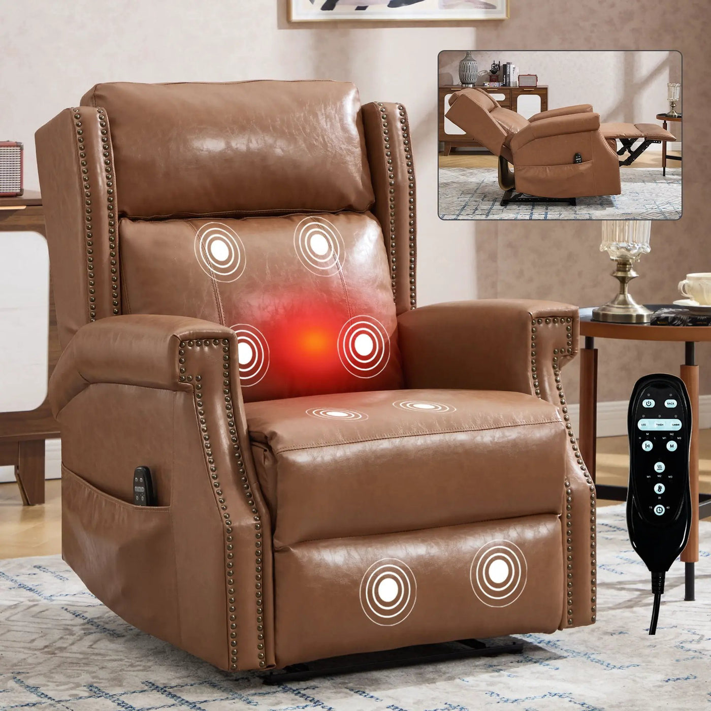 Manual Recliner Chair With Heavy Duty Motion Mechanism, 8 Vibrating Nodes And 3 Massage Modes For Living Room by HouseOfZazla