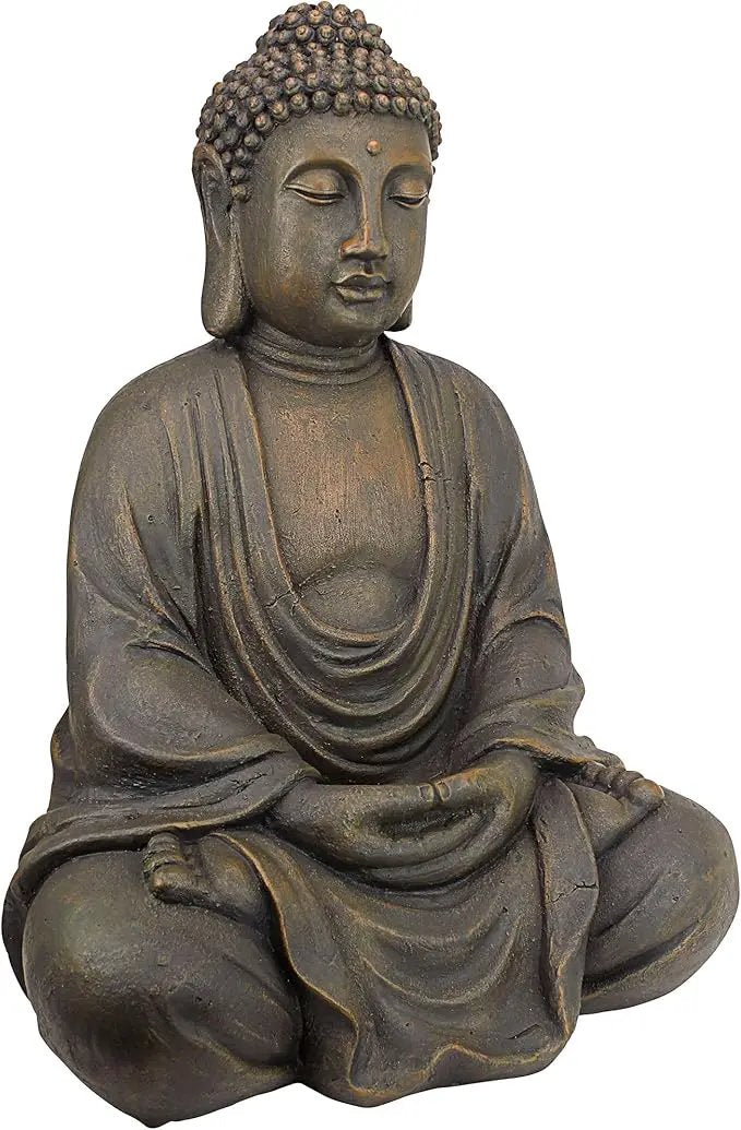 Design Toscano Meditative Asian Decor Grand Temple Indoor/Outdoor Garden Statue, Medium, 25 inches tall, Cast Stone Resin, Dark Stone Finish by GreenHaven Gardens