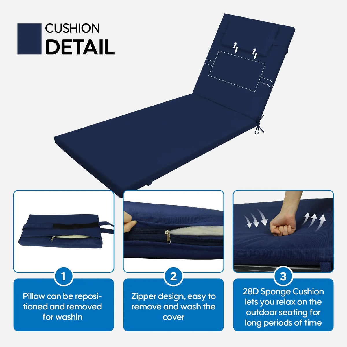 2PCS Set Outdoor Lounge Chair Cushion Replacement by HouseOfZazla