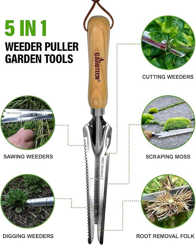 Hand Weeder Puller Tool, Dandelion Fork Weeding Knife Tool - 2023 New Garden Tool for Weeders Easy Quick Clean Removal Root Digging - Original Multi Use Rust-Resistance (13.8in) by GreenHaven Gardens