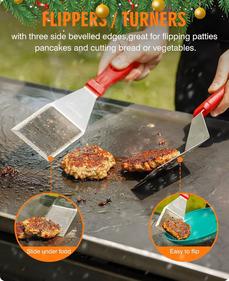 HOMENOTE Griddle Accessories Kit, Exclusive Griddle Tools Spatulas Set for Blackstone - 8 Pcs Commercial Grade Flat Top Grill Accessories - Great for Outdoor BBQ, Teppanyaki and Camping, Red by GreenHaven Gardens