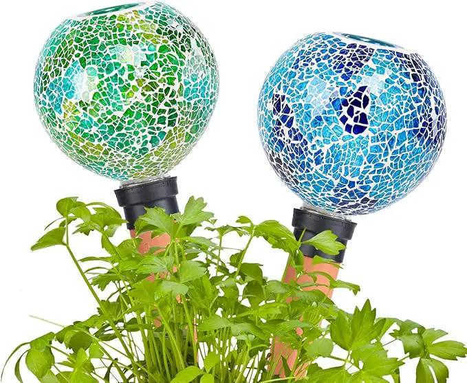 Terracotta Watering Spikes Mosaic Plant Watering Globes for Outdoor Plants 2 Pack Automatic Plant Waterer Indoor for Pots Garden Office by GreenHaven Gardens