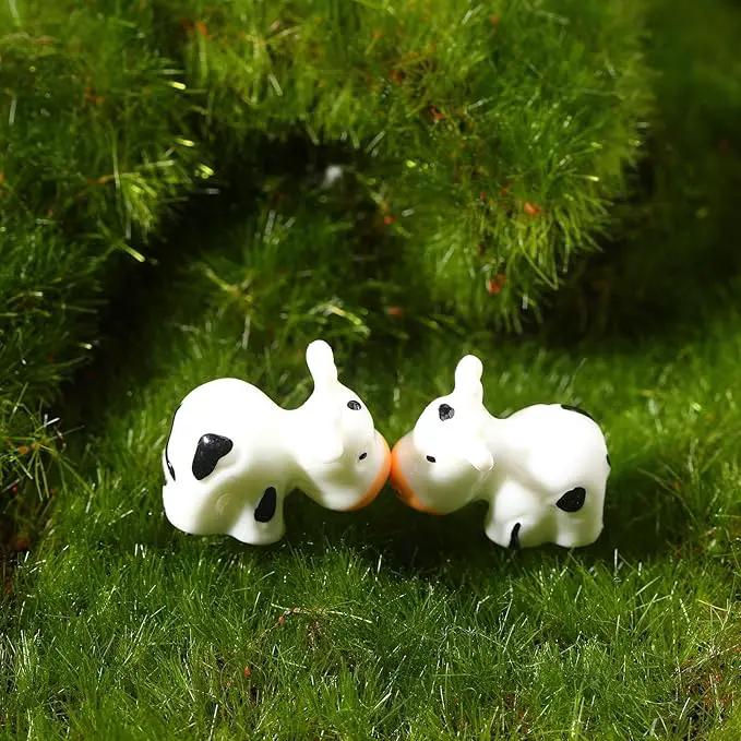 Fuyamp 100 Pcs Mini Resin Cow Figurines Cute Miniature Figurines Fairy Outdoor Moss Ornaments Landscape Figurines Garden DIY Ornament Accessories for Indoor Outdoor by GreenHaven Gardens