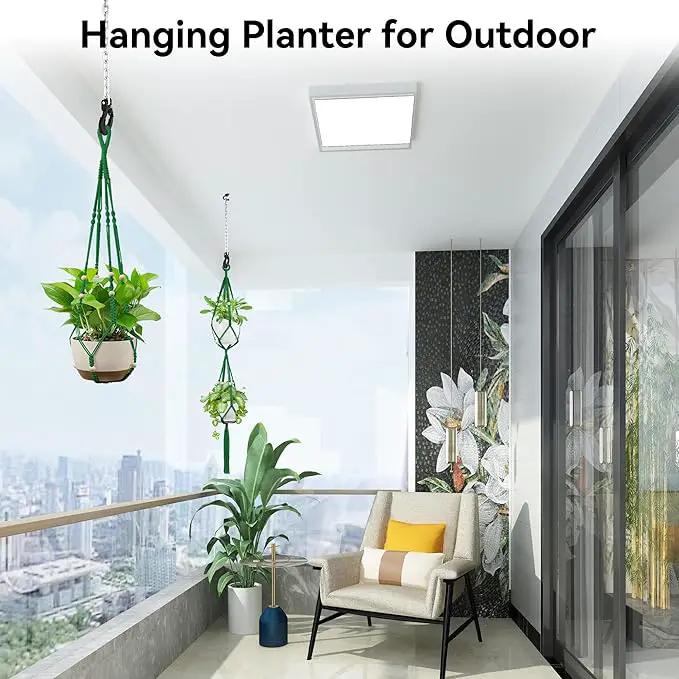 USLAI Macrame Plant Hanger Indoor Outdoor, Up to 4-15 inch Pot, Heavy 20lb Planters, Extra Long Strong Hanging Planter Basket Holder, Boho Home Decor, 35+49 Inch, Green (POTS NOT Included) by GreenHaven Gardens