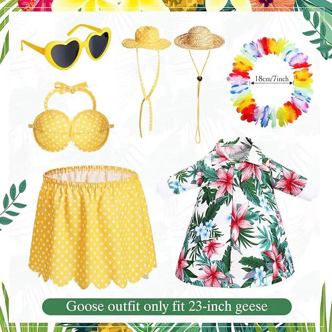 2 Set Hawaiian Luau Porch Goose Outfit for Lawn 23'' Plastic Goose Clothes Costume Summer Outdoor Decor(Bikini) by GreenHaven Gardens