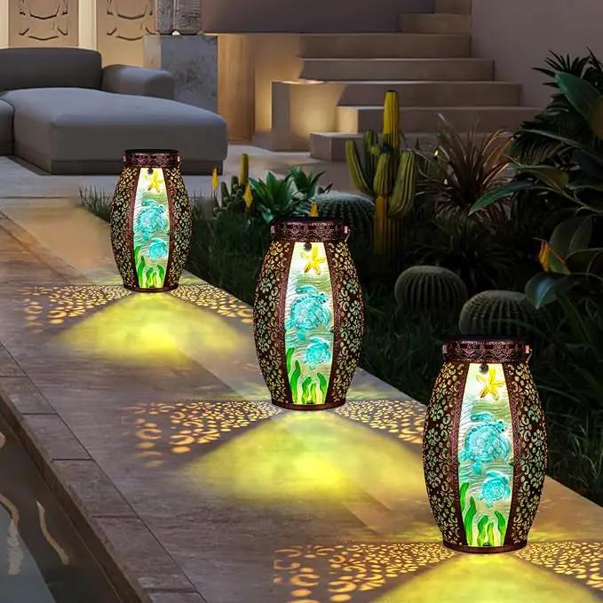 Larekook Outdoor Solar Lantern-Waterproof Turtles Hanging Metal Decorative Lights for Patio Table Garden Pathway Yard with Super Bright Warm White LED,Large Solar Panels,Auto On/Off Sensor by GreenHaven Gardens