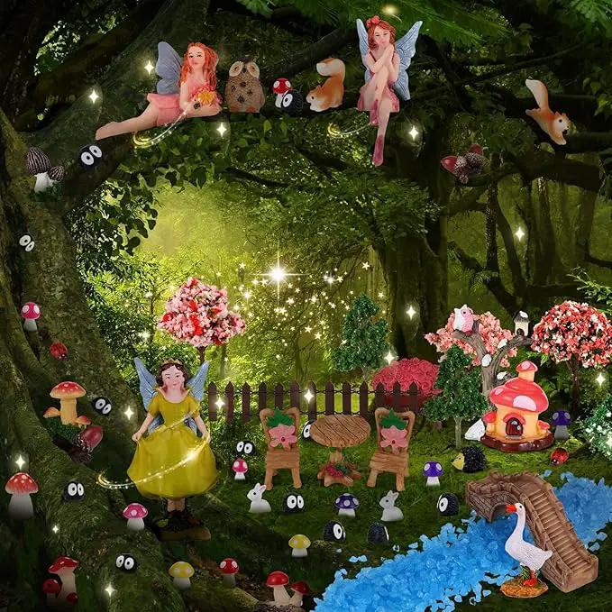 109 Pcs Fairy Garden Accessories Fairy Garden Kit Miniature Fairy Figurines Accessories Fairy Animals Decor Outdoor for DIY Garden Dollhouse by GreenHaven Gardens