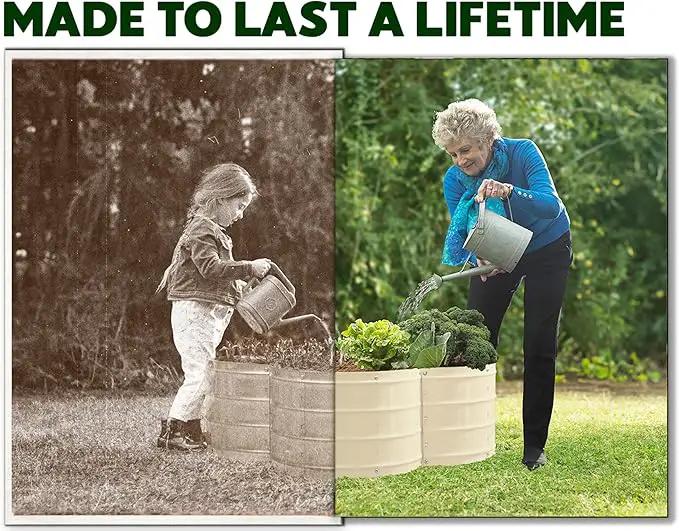 Galvanized Raised Garden Beds Outdoor // 3×3×1 ft Planter Raised Beds for Gardening, Vegetables, Flowers // Large Metal Garden Box (White) // Patented Tool-Free Design by GreenHaven Gardens