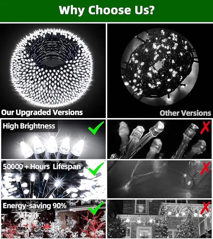 1500 LED 492FT Christmas Lights Outdoors, Green Wire LED String Lights with Timer Memory, Christmas Tree Lights for Indoor Outdoor Christmas Decorations Party Xmas Wedding Garden Patio Cool White by GreenHaven Gardens