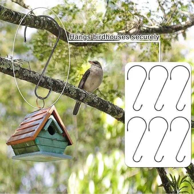 6 Pack 12 Inch Extra Large S Hooks for Hanging Plants, Rust-Proof Heavy Duty Tree Branch Hooks Plant Hooks Outdoor for Hanging Bird Feeder,Patio,Indoor Uses by GreenHaven Gardens