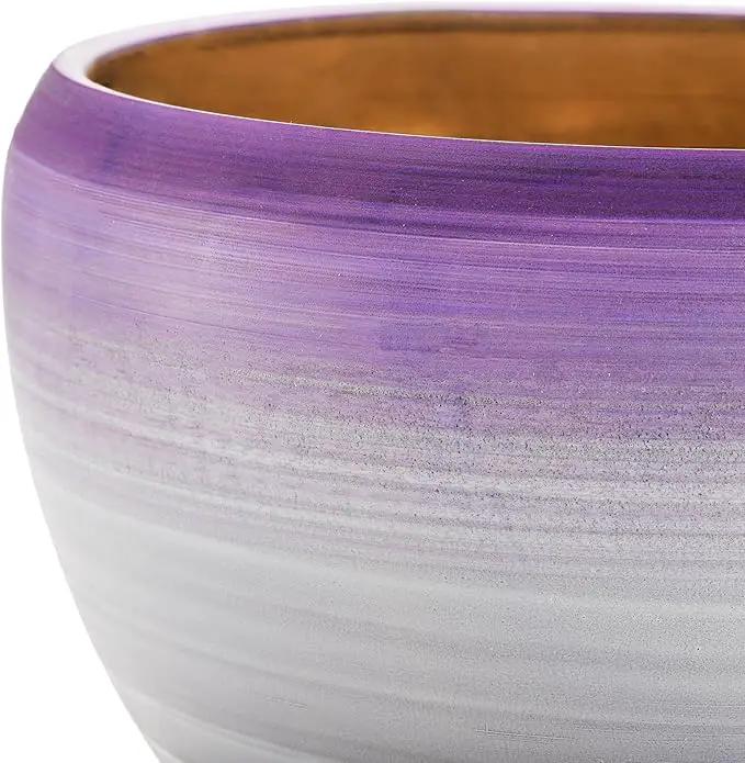 SOUJOY Set of 3 Ceramic Flower Pots, Gardening Plant Pot with Drainage Holes and Saucer, 7/5/4 inch Purple Round Succulent Herbs Cactus Planter for Indoor Outdoor by GreenHaven Gardens