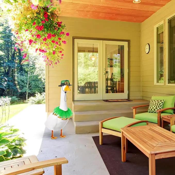 St. Patrick's Day Porch Goose Outfit 23"/ 17'' Statue Tuxedo Bandana Top Hat Cloth for Goose Lawn Decoration(Collar) by GreenHaven Gardens