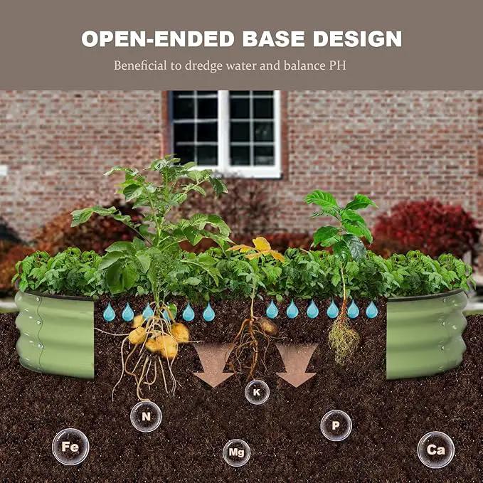 Raised Garden Bed, 6x3x1ft Galvanized Outdoor Planter Beds with Safety Edging and Gloves, Oval Metal Planter Box for Gardening Vegetables Flowers Herb by GreenHaven Gardens