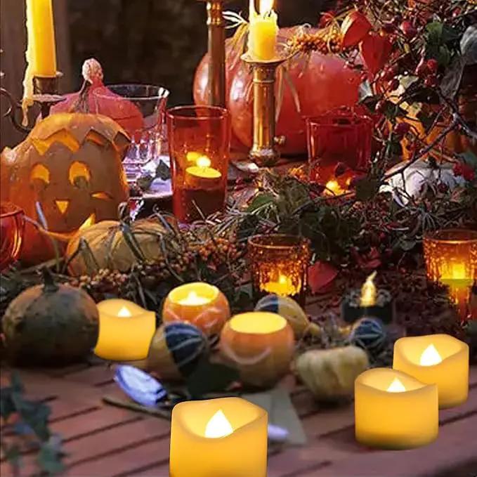 CANDLE CHOICE Battery Operated Flameless Tea Lights Realistic Flickering Long Lasting LED Votive Tealight Candles for Halloween Thanksgiving Christmas Wedding Decorations Battery Included 24 Pack by GreenHaven Gardens