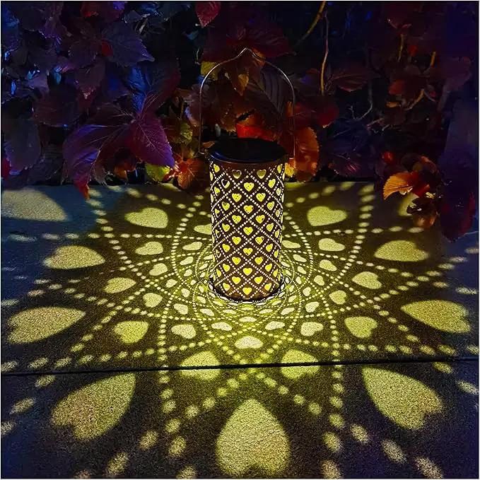 Solar Lanterns Outdoor Hanging Heart Pattern Decor Lantern,Waterproof Hollow Out Metal Decorative Garden Light,Graceful Decoration for Patio,Yard,Landscape,Walkway,Festival by GreenHaven Gardens