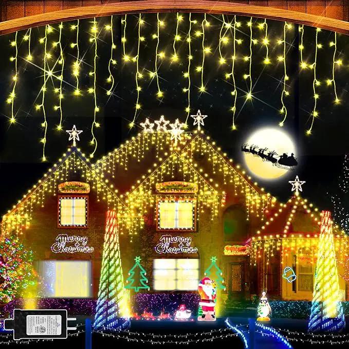Christmas Lights 640 LED 65 FT Christmas Lights Outdoor with 120 Drops Plug in 8 Modes Christmas Decorations Curtain Fairy Lights for Wedding Party Holiday Bedroom Garden Patio Indoor (Warm White) by GreenHaven Gardens