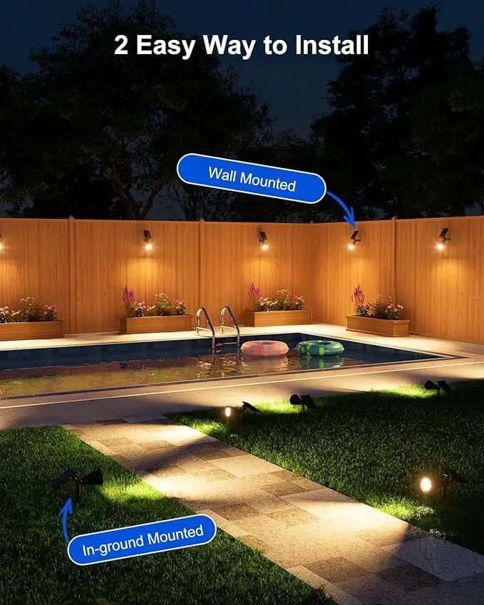 4 Pack Solar Spotlights Outdoor Waterproof for Tree, Statue, Flower, Mailbox, Bush, Wall, Bright LED Outside Landscape Flood Lights for Focus Uplighting Yard, Garden, Driveway, Walkway, House, Fence by GreenHaven Gardens